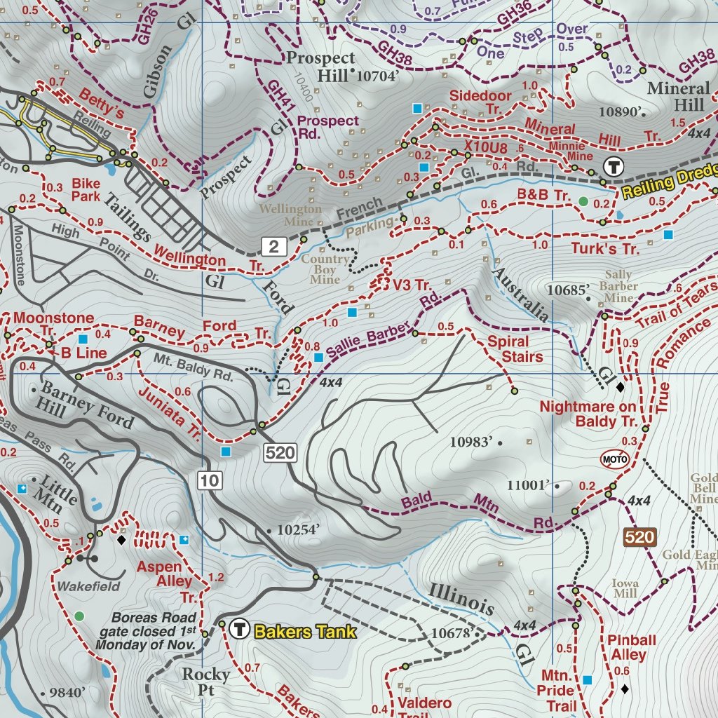 Breckenridge Trail Map 2nd Edition South by Singletrack Maps | Avenza Maps