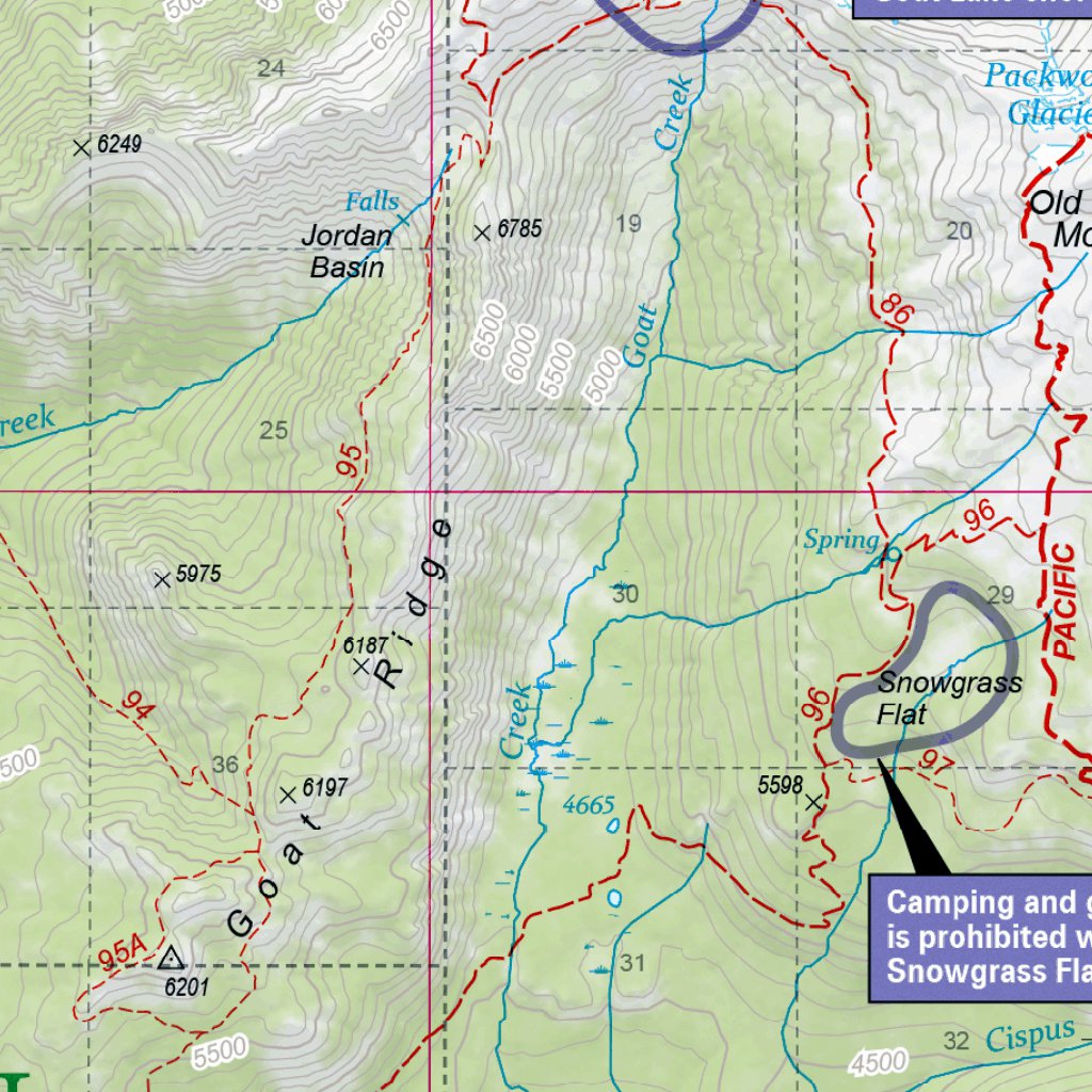 East Side Goat Rocks Map Goat Rocks and Tatoosh Wildernesses Map by US Forest Service R6 Pacific ...