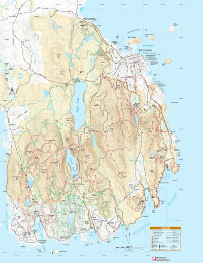 Acadia National Park - Trail Map – Close-Up Map of popular East Side Acadia - Bar Harbor Preview 1