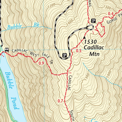 Acadia National Park - Trail Map – Close-Up Map of popular East Side Acadia - Bar Harbor Preview 2
