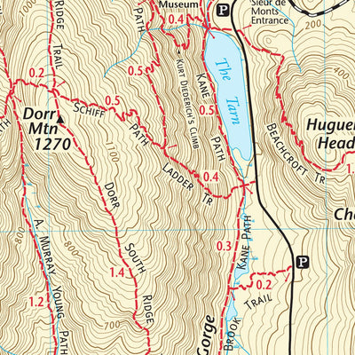 Acadia National Park - Trail Map – Close-Up Map of popular East Side Acadia - Bar Harbor Preview 3