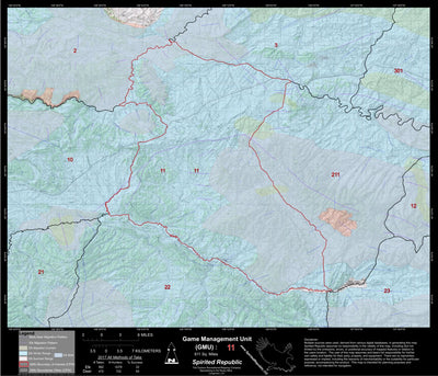 2018 GMU 11 Colorado Big Game (Elk/Mule Deer) Hunting Map (Habitat and range) Preview 1
