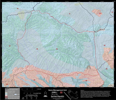 2018 GMU 22 Colorado Big Game (Elk/Mule Deer) Hunting Map (Habitat and range) Preview 1