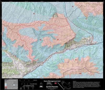 2018 GMU 32 Colorado Big Game (Elk/Mule Deer) Hunting Map (Habitat and range) Preview 1