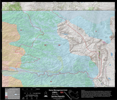 2018 GMU 191 Colorado Big Game (Elk/Mule Deer) Hunting Map (Habitat and range) Preview 1