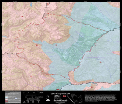2018 GMU 25 Colorado Big Game (Elk/Mule Deer) Hunting Map (Habitat and range) Preview 1