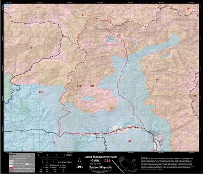 2018 GMU 214 Colorado Big Game (Elk/Mule Deer) Hunting Map (Habitat and range) Preview 1