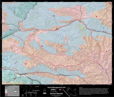 2018 GMU 44 Colorado Big Game (Elk/Mule Deer) Hunting Map (Habitat and range) Preview 1