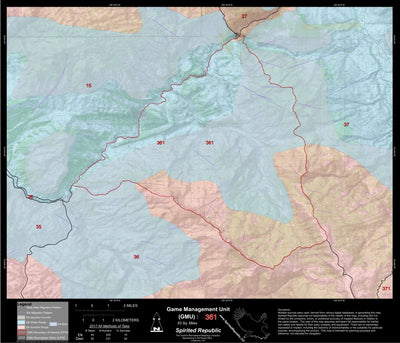 2018 GMU 361 Colorado Big Game (Elk/Mule Deer) Hunting Map (Habitat and range) Preview 1