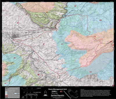 2018 GMU 41 Colorado Big Game (Elk/Mule Deer) Hunting Map (Habitat and range) Preview 1