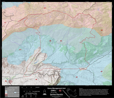 2018 GMU 52 Colorado Big Game (Elk/Mule Deer) Hunting Map (Habitat and range) Preview 1