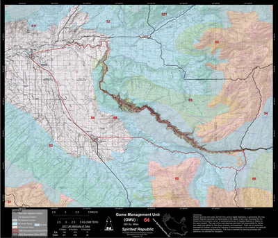 2018 GMU 64 Colorado Big Game (Elk/Mule Deer) Hunting Map (Habitat and range) Preview 1