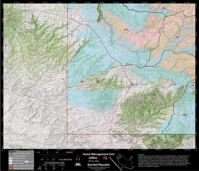 2018 GMU 72 Colorado Big Game (Elk/Mule Deer) Hunting Map (Habitat and range) Preview 1
