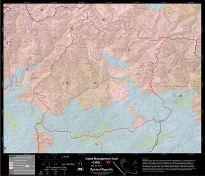 2018 GMU 77 Colorado Big Game (Elk/Mule Deer) Hunting Map (Habitat and range) Preview 1