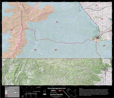 2018 GMU 851 Colorado Big Game (Elk/Mule Deer) Hunting Map (Habitat and range) Preview 1