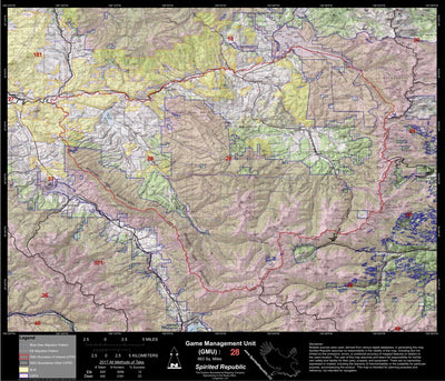 2018 GMU 28 Colorado Big Game (Elk/Mule Deer) Hunting Map (Public/Private Lands) Preview 1