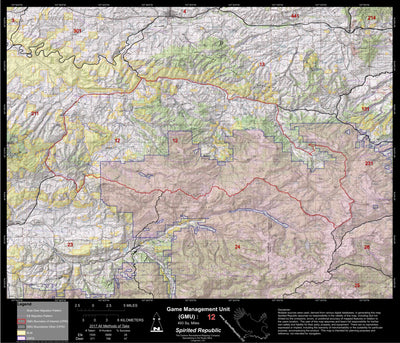 2018 GMU 12 Colorado Big Game (Elk/Mule Deer) Hunting Map (Public/Private Lands) Preview 1