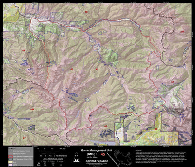2018 GMU 45 Colorado Big Game (Elk/Mule Deer) Hunting Map (Public/Private Lands) Preview 1