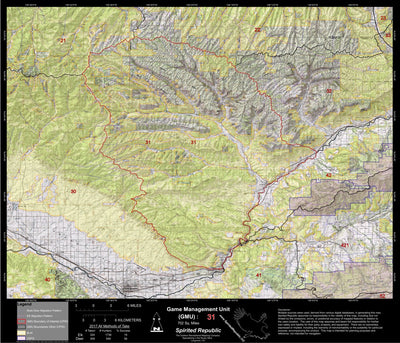2018 GMU 31 Colorado Big Game (Elk/Mule Deer) Hunting Map (Public/Private Lands) Preview 1