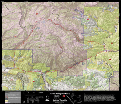 2018 GMU 34 Colorado Big Game (Elk/Mule Deer) Hunting Map (Public/Private Lands) Preview 1