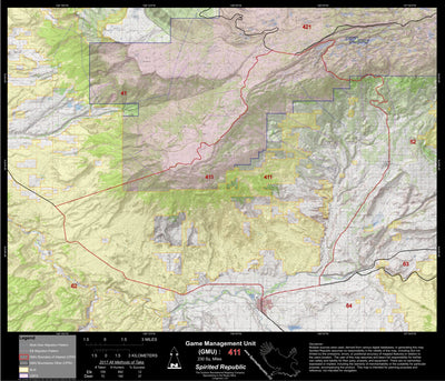2018 GMU 411 Colorado Big Game (Elk/Mule Deer) Hunting Map (Public/Private Lands) Preview 1