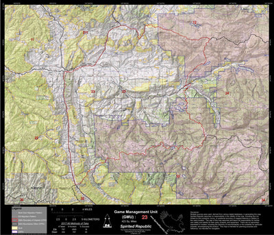 2018 GMU 23 Colorado Big Game (Elk/Mule Deer) Hunting Map (Public/Private Lands) Preview 1