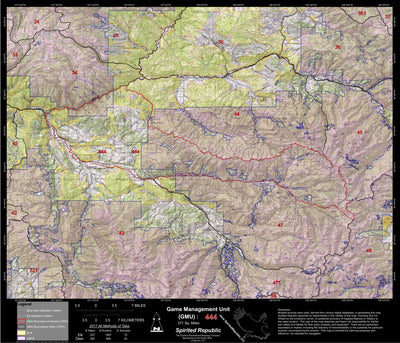 2018 GMU 444 Colorado Big Game (Elk/Mule Deer) Hunting Map (Public/Private Lands) Preview 1