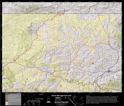 2018 GMU 3 Colorado Big Game (Elk/Mule Deer) Hunting Map (Public/Private Lands) Preview 1