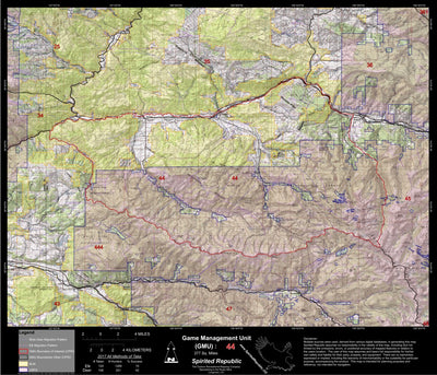 2018 GMU 44 Colorado Big Game (Elk/Mule Deer) Hunting Map (Public/Private Lands) Preview 1