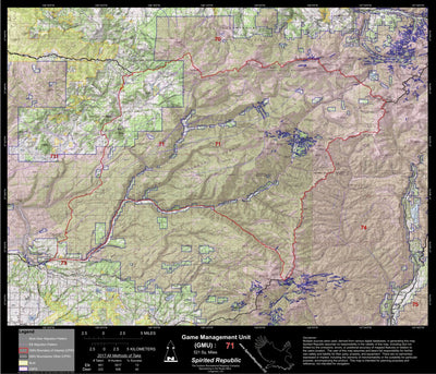 2018 GMU 71 Colorado Big Game (Elk/Mule Deer) Hunting Map (Public/Private Lands) Preview 1