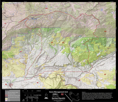 2018 GMU 52 Colorado Big Game (Elk/Mule Deer) Hunting Map (Public/Private Lands) Preview 1