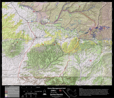 2018 GMU 73 Colorado Big Game (Elk/Mule Deer) Hunting Map (Public/Private Lands) Preview 1