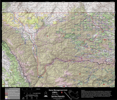 2018 GMU 8 Colorado Big Game (Elk/Mule Deer) Hunting Map (Public/Private Lands) Preview 1