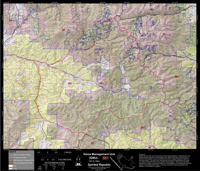 2018 GMU 551 Colorado Big Game (Elk/Mule Deer) Hunting Map (Public/Private Lands) Preview 1