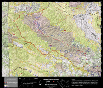 2018 GMU 61 Colorado Big Game (Elk/Mule Deer) Hunting Map (Public/Private Lands) Preview 1