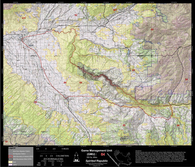 2018 GMU 64 Colorado Big Game (Elk/Mule Deer) Hunting Map (Public/Private Lands) Preview 1
