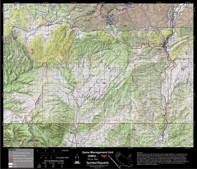 2018 GMU 741 Colorado Big Game (Elk/Mule Deer) Hunting Map (Public/Private Lands) Preview 1
