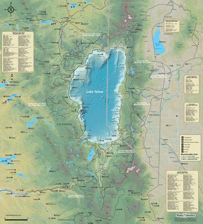 Lake Tahoe Trails Map - Hike California - Bike California - Hike Nevada - Bike Nevada Preview 1