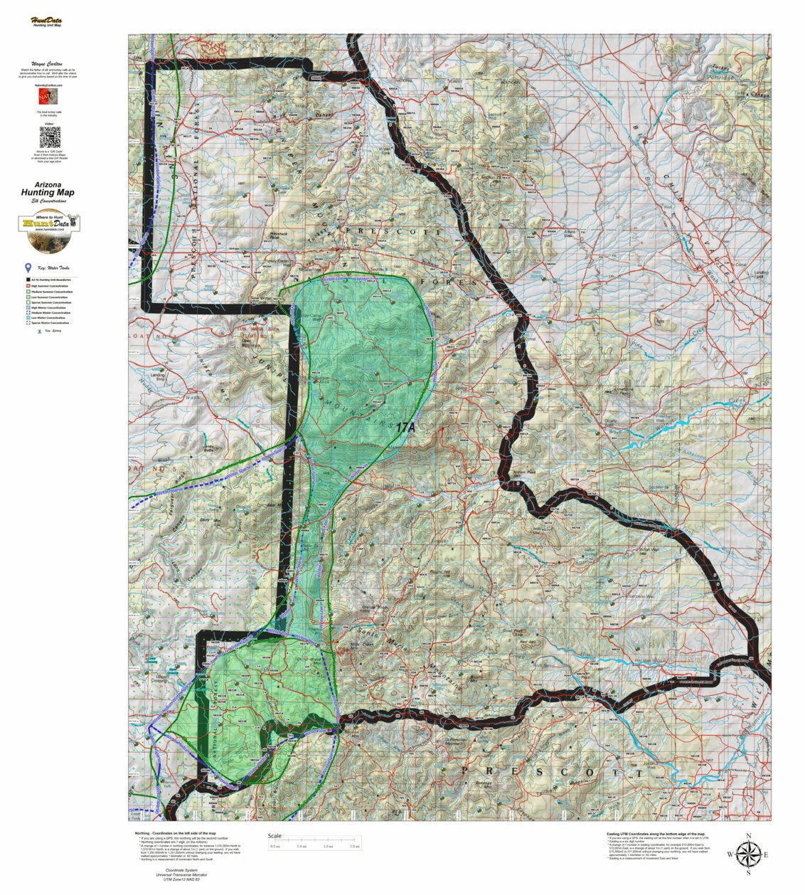HuntData Arizona Elk Hunt Unit 17A Game Concentration Map by HuntData ...