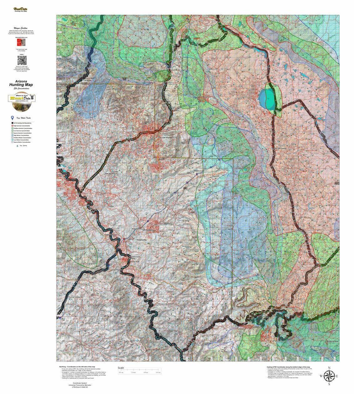 Unit Map HuntData Arizona Elk Hunt Unit 6A Game Concentration Map by HuntData ...