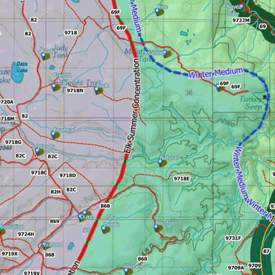 HuntData Arizona Elk Hunt Unit 5A Game Concentration Map Preview 2