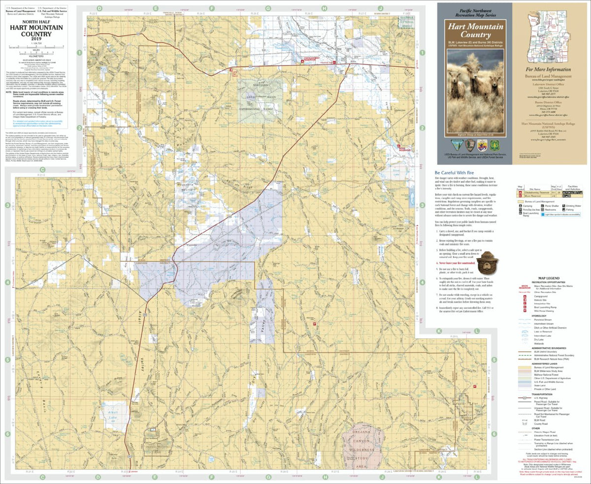 Hart Mountain Country Recreation Map North by US Forest Service R6 ...