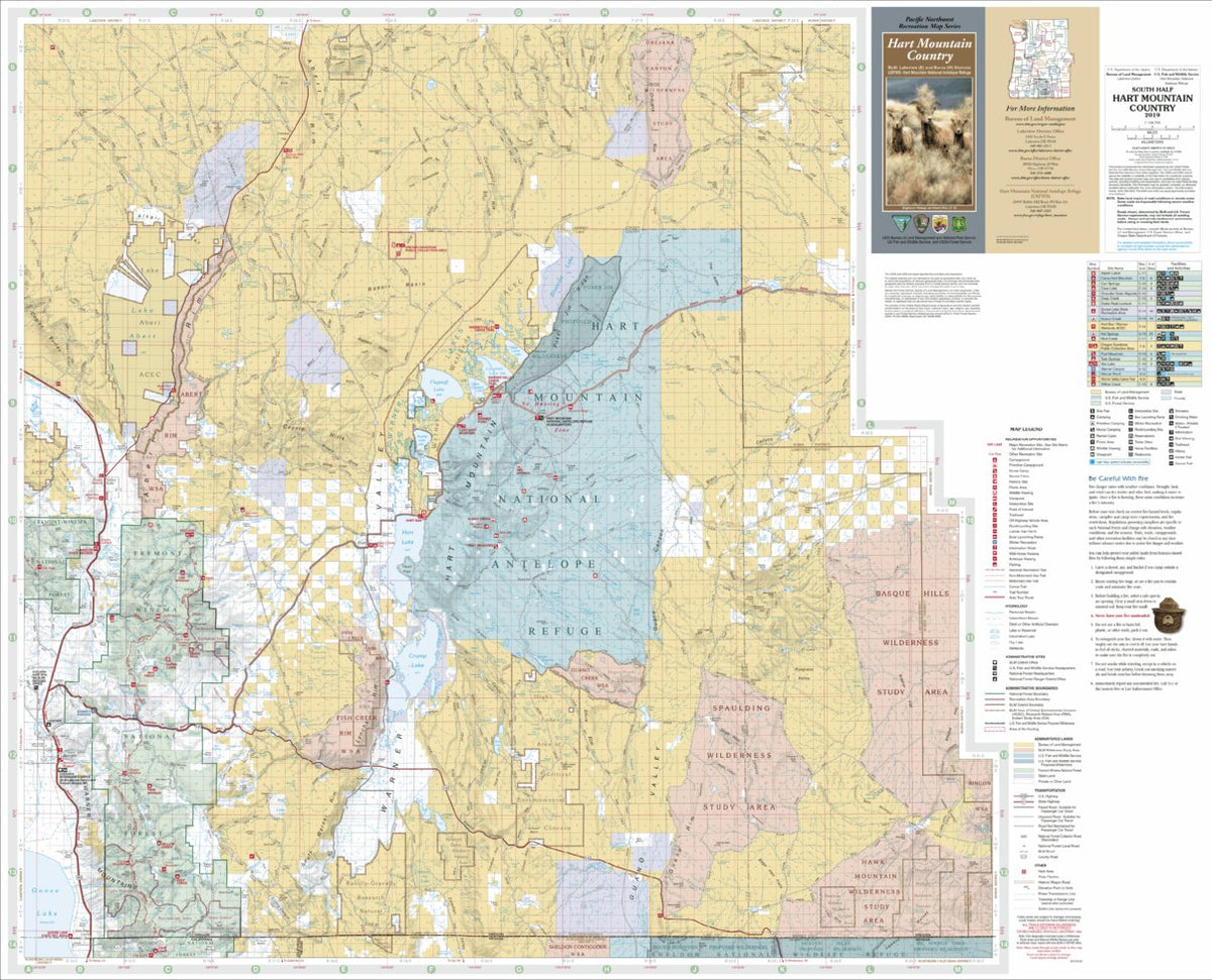 Map Hart Rise Hart Mountain Country Recreation Map South by US Forest Service R6 ...