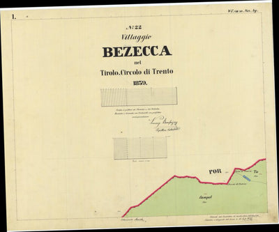 BEZZECCA Mappa originale d'impianto del Catasto austro-ungarico. Scala 1:2880 Preview 1