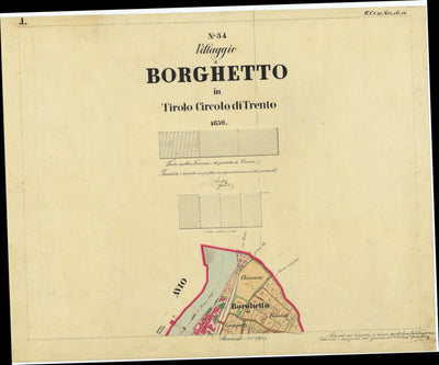 BORGHETTO Mappa originale d'impianto del Catasto austro-ungarico. Scala 1:2880 Preview 1