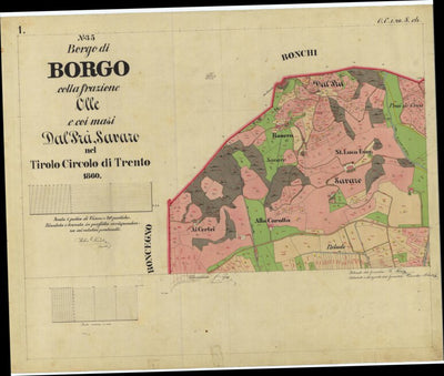 BORGO Mappa originale d'impianto del Catasto austro-ungarico. Scala 1:2880 Preview 1