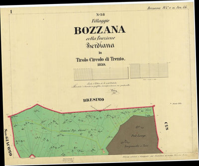 BOZZANA Mappa originale d'impianto del Catasto austro-ungarico. Scala 1:2880 Preview 1