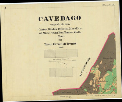 CAVEDAGO Mappa originale d'impianto del Catasto austro-ungarico. Scala 1:2880 Preview 1
