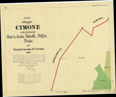CIMONE Mappa originale d'impianto del Catasto austro-ungarico. Scala 1:2880 Preview 1