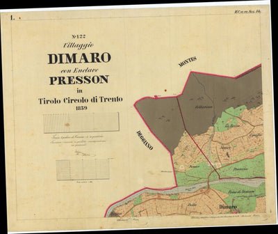 DIMARO Mappa originale d'impianto del Catasto austro-ungarico. Scala 1:2880 Preview 1